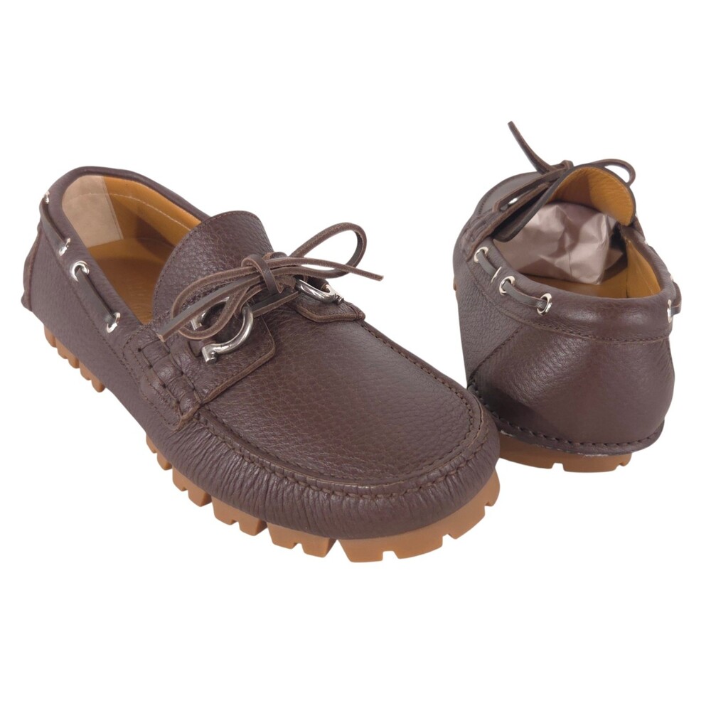 Salvatore Ferragamo Lug Sole Loafers US 7.5 EU 37.5 Womens Brown Gancini $795